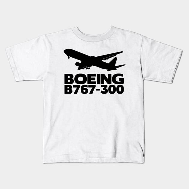Boeing B767-300 Silhouette Print (Black) Kids T-Shirt by TheArtofFlying